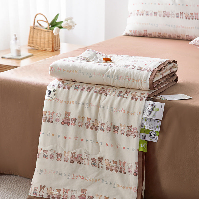 Cotton Double-Layer Yarn Summer Blanket Children's Summer Air-Conditioning Thin Duvet
